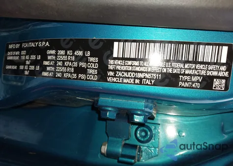 2022 Jeep Renegade Limited 4X4 from USA, damaged, VIN ZACNJDD18NPN57511